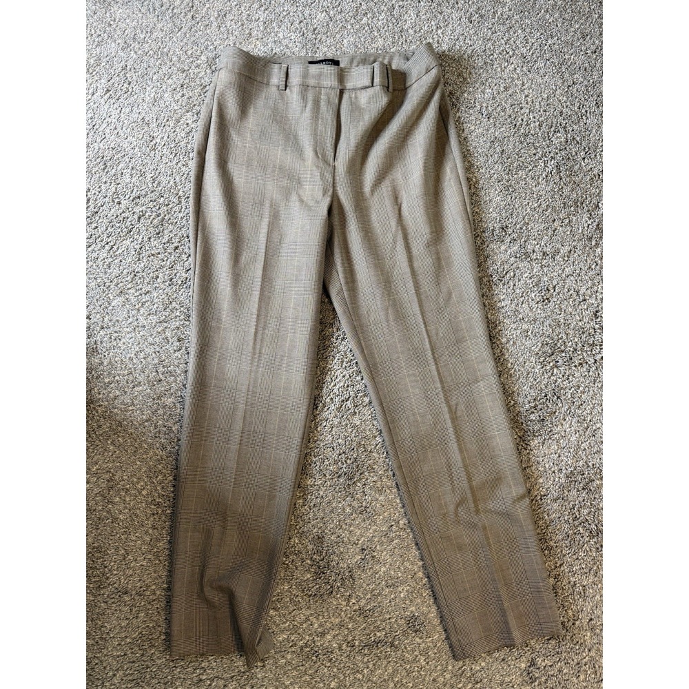 Talbots Women's High Waist Straight Dress  Pants Brown Plaid Size 10